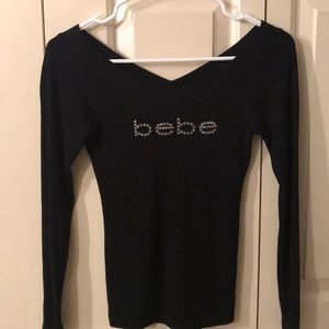 XS Bebe logo long sleeve top